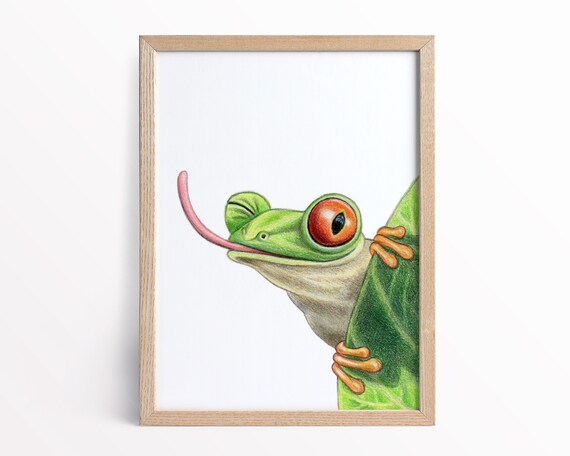 Printable Frog Art Print / Green Tree Frog Print / Jungle Wall - Etsy