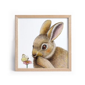 Printable Bunny print / Hare art / Rabbit lover gift / Cute hare drawing / Woodland nursery decor / Rabbit picture