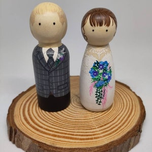 Personalised Wedding Couple Peg Dolls (bride/groom, bride/bride, groom/groom) ornament, cake toppers