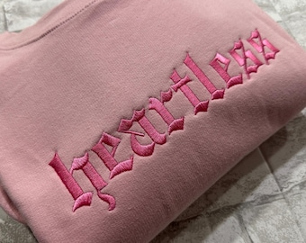 Heartless Embroidered Crewneck Sweatshirt, Villain Sweater, Dark Humor, Spooky, Embroidery Sweat Shirt, Dark Romance, Book Lovers Readers