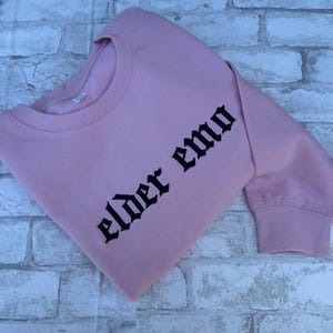 Elder Emo Embroidered Crewneck Sweatshirt, Feral Mom Crewneck, Funny Tee, Gift for Mom, Alt Fashion, Goth Clothing, Punk image 9