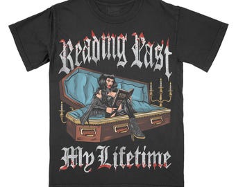 Reading Past My Lifetime Comfort Color T-Shirt, Bookworm Tee, Bookish Shirt, Spooky Book T-shirt, Book Nerd Tshirt Graphic Tee Read SMUT