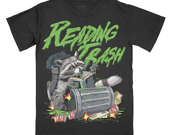 Reading Trash Racoon Comfort Color T-Shirt, Bookworm Tee, Bookish Shirt, Spooky Book T-shirt, Book Nerd Tshirt Graphic Tee Read SMUT