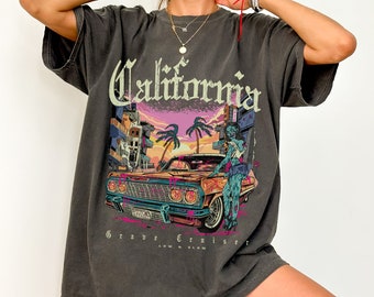 California Lowrider Comfort Color Shirt, Post Apocalyptical Tee, Funny Mom Tee, Coffee Lover T-shirt, Zombie Graphic Tee, Halloween Tshirt
