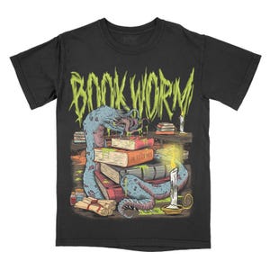 Book Worm Comfort Color T-Shirt, Bookworm Tee, Bookish Shirt, Spooky Book T-shirt, Book Nerd Tshirt Graphic Tee Read More