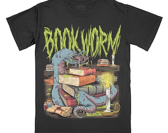Book Worm Comfort Color T-Shirt, Bookworm Tee, Bookish Shirt, Spooky Book T-shirt, Book Nerd Tshirt Graphic Tee Read More