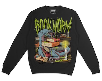 Bookworm Graphic Crewneck Sweatshirt, Book Nerd Sweater, Dark Humor, Spooky, Book Worm Sweat Shirt, Dark Romance, Book Lovers Readers