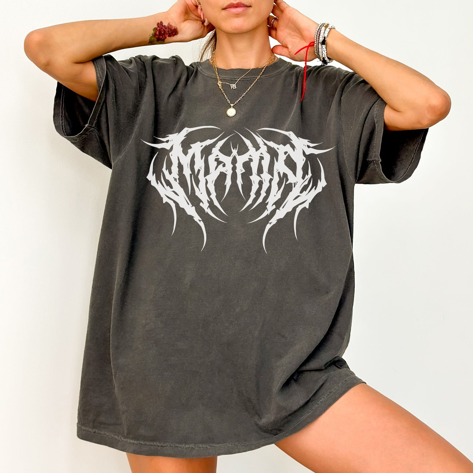 Metal Mama Comfort Color Shirt, Metal Font Print, Punk Rock