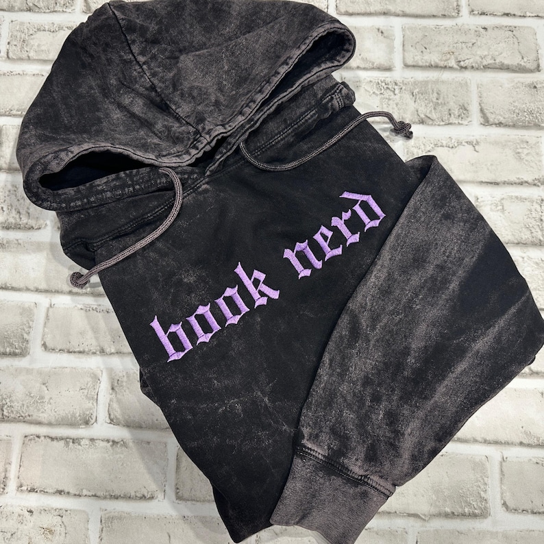 Book Nerd Vintage Hoodie, Unisex True To Size Sweatshirt With Hood, Book Hoodie, Alternative Apparel Streetwear image 1