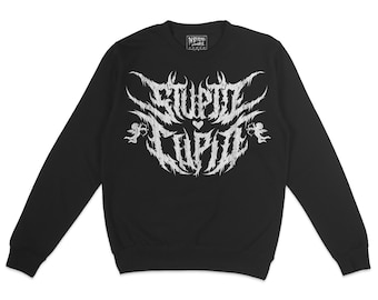 Stupid Cupid Metal Valentines Day Graphic Crewneck Sweatshirt, Book Nerd Sweater, Dark Humor, Spooky, Dark Romance, Book Lovers Readers