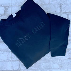 Elder Emo Embroidered Crewneck Sweatshirt, Feral Mom Crewneck, Funny Tee, Gift for Mom, Alt Fashion, Goth Clothing, Punk image 6