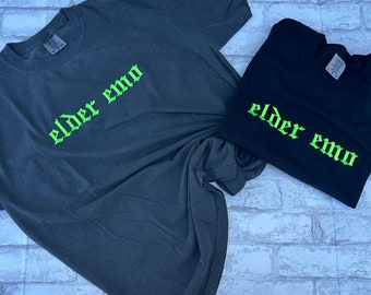 Elder Emo Embroidered Comfort Color Shirt, Feral Mom T-shirt, Funny Tee, Gift for Mom, Alt Fashion, Goth Clothing, Punk