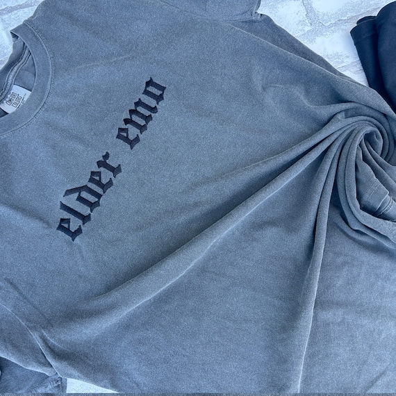 Elder Emo Embroidered Comfort Color Shirt, Feral Mom T-shirt, Funny Tee, Gift for Mom, Alt Fashion, Goth Clothing, Punk