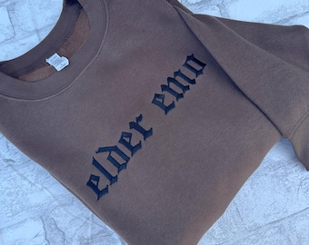Elder Emo Embroidered Crewneck Sweatshirt, Feral Mom Crewneck, Funny Tee, Gift for Mom, Alt Fashion, Goth Clothing, Punk