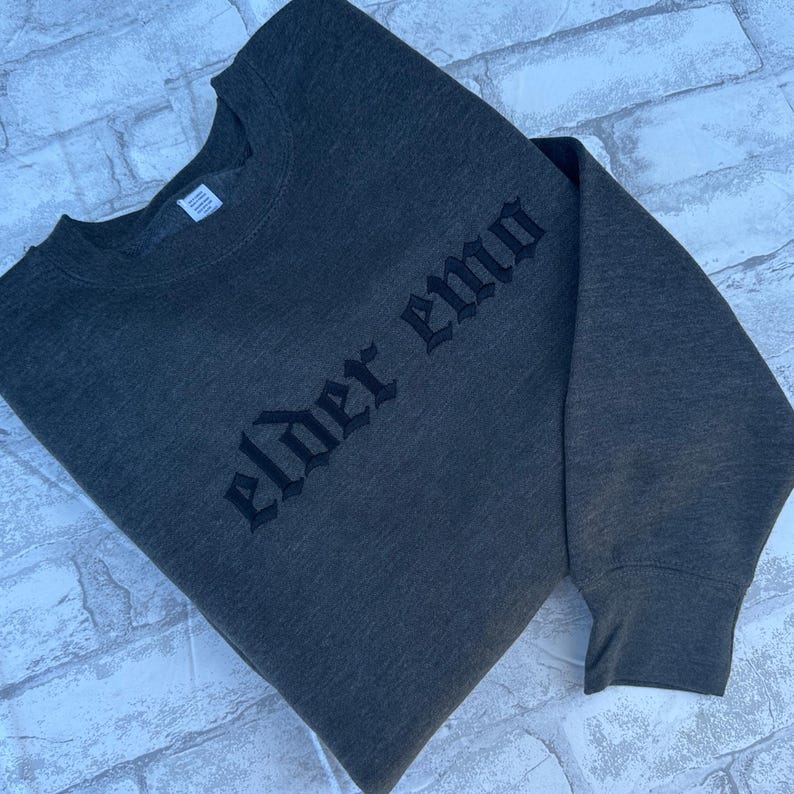 Elder Emo Embroidered Crewneck Sweatshirt, Feral Mom Crewneck, Funny Tee, Gift for Mom, Alt Fashion, Goth Clothing, Punk image 5