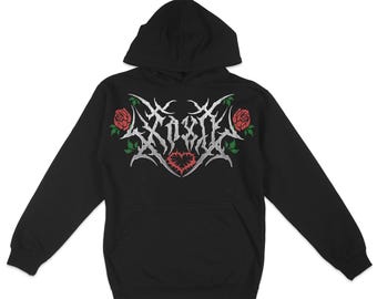 XOXO Metal Valentines Graphic Hoodie, Smut Book Nerd Hoodie, Punk, Gift for Reader, Pull Over Sweatshirt, Unisex, Alternative Gothic