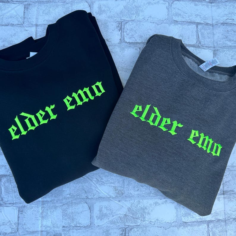 Elder Emo Embroidered Crewneck Sweatshirt, Feral Mom Crewneck, Funny Tee, Gift for Mom, Alt Fashion, Goth Clothing, Punk image 10