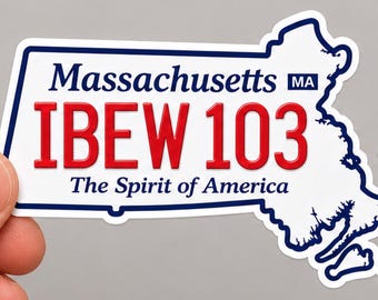 IBEW 103 Union Sticker | Massachusetts IBEW | Electrician Union Sticker | Electrician Hard Hat Sticker |