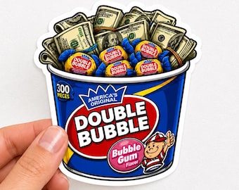 Funny Construction Sticker | Double Bubble Money Sticker | Blue Collar Worker Sticker | Hard Hat Sticker | Electrician Gift