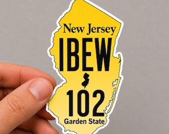 New Jersey IBEW 102 Sticker | NJ IBEW 102 | Electrician Union Sticker | Electrician Hard Hat Sticker