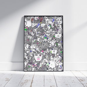 Simple Things A Print, Psychedelic Art Poster, Digital Illustration, Poster Edition stampato su carta di alta qualità