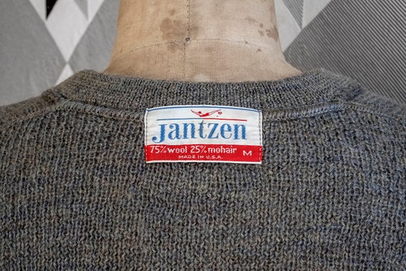 Vintage Early 60s Jantzen Grey Mélange V-Neck Moh… - image 8