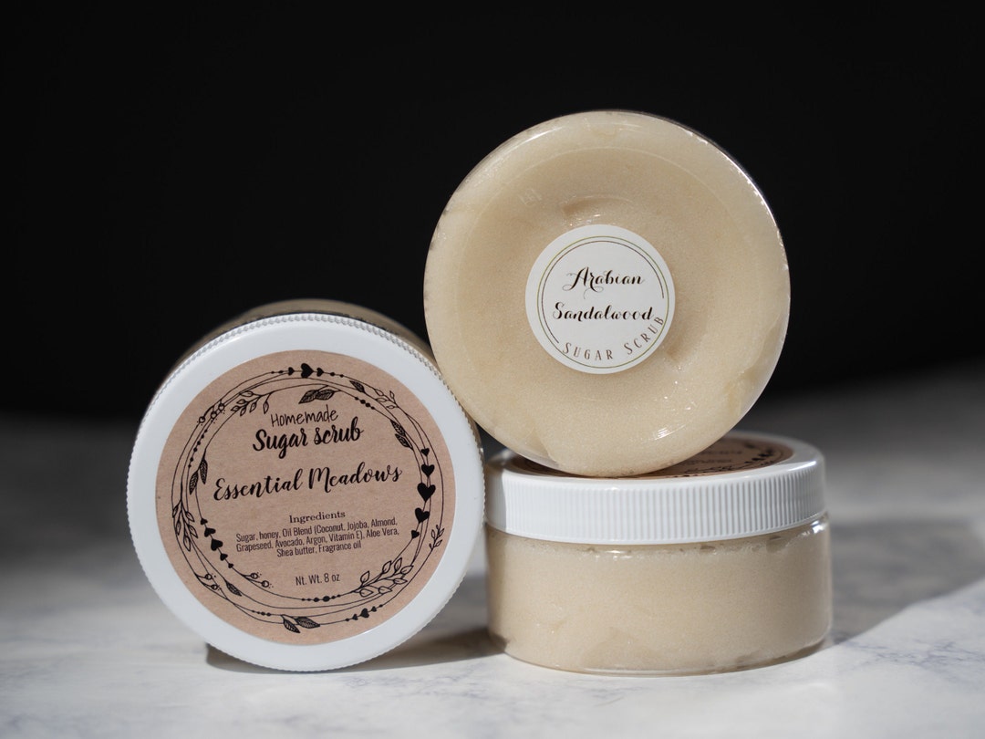 Arabian Sandalwood Body Scrub, Sugar Scrub, Hand Scrub, Foot Scrub, Body Polish, Sandalwood