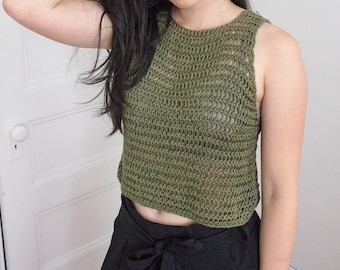 Audy Crop Tank Tunisian Crochet Pattern // Back Slit Crochet Tank Top