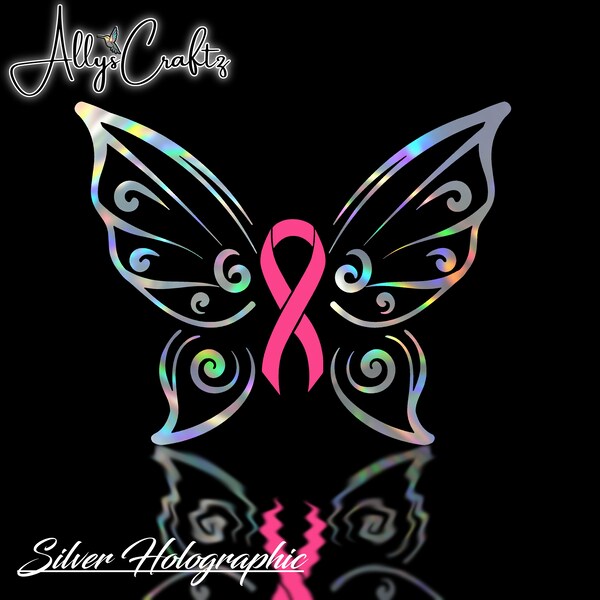 Cancer Awareness Ribbon, Custom any color ribbon, Butterfly Decal Truck/Windshield/Bumper/Vinyl/Holographic/Decal/Accessories/Beast Cancer