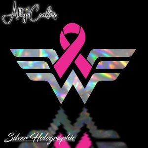 Breast Cancer W Woman Ribbon Decal Car/Truck/Windshield/Bumper/Laptop/Vinyl/Holographic/Decal/Accessories/Breast Cancer