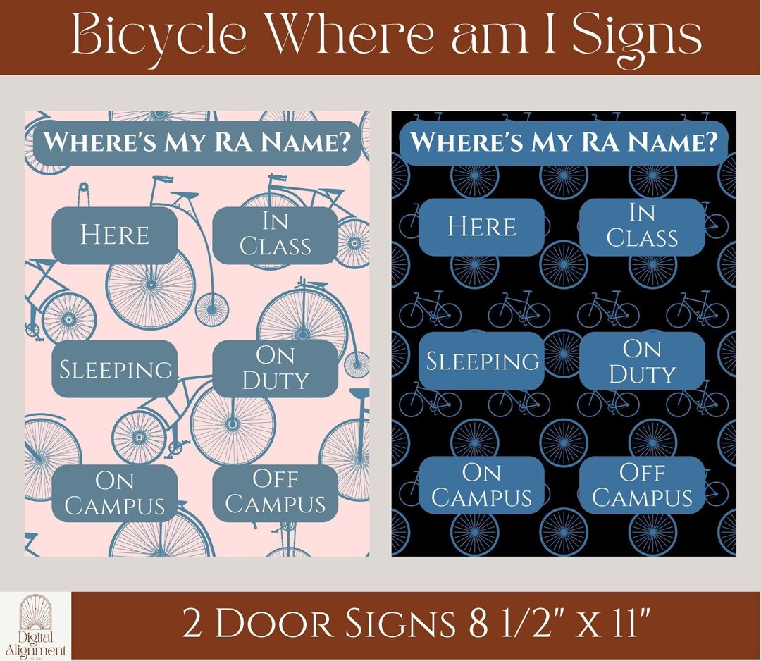 Bicycle Where's My RA Sign - Digital Download - Etsy