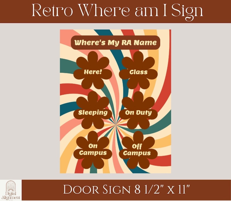 Retro Where's My RA Sign - Digital Download - Etsy