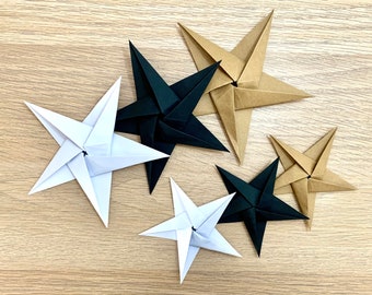 Set of 6, origami stars, paper stars, Christmas decoration, gift idea, tree decoration, approx. 12 cm, 8.5 cm, Advent, winter decorations, environmentally friendly