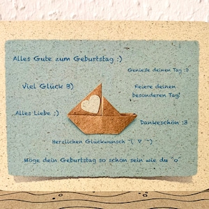Cartão postal de barco, A6, o texto desejado, cartão personalizado, cartão de barco, Dia dos Pais, Dia das Mães, aniversário, aniversário, papel grama