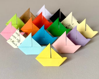 Set of 10, 10 origami boats, choose color & size, origami sailboat, paper boat, table decoration, party decoration, home decoration, boat decoration