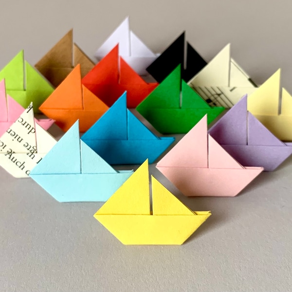 Lot de 10, 10 bateaux origami, choisir couleur & taille, voilier origami, bateau en papier, décoration de table, décoration de fête, décoration maison, décoration bateau