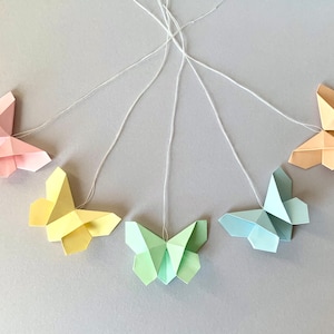 5er Set, Origami Schmetterlinge, Schmetterling Anhänger, Deko Anhänger, Wohndeko, Partydeko, Jubiläum, Geburtstag, Pastellfarbe