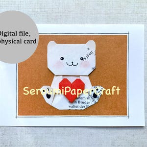 Bear Love Card, Cute Bear Birthday Card, Bear with Heart, Digital File, PDF, JPG, Digital Download