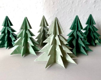 Set of 6, mini Christmas trees, 6 origami Christmas trees, Christmas tree pendants, tree ornament, tree decorations, table decoration, home decoration, gift