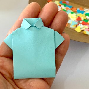 ハートカード付き折り紙シャツ、希望のテキストが入ったシャツカード、シャツとハートの色を選択可能、父の日ギフト、記念日ギフト