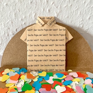 Camisa de origami personalizada con tarjeta de corazón, color de camisa y corazón seleccionables, camisa de origami única con el texto deseado, regalo del Día del Padre