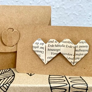 Mini biglietto origami a forma di cuore, scegli il colore, il testo desiderato, biglietto piccolo, buono regalo, buono buono, compleanno, anniversario, doppio cuore