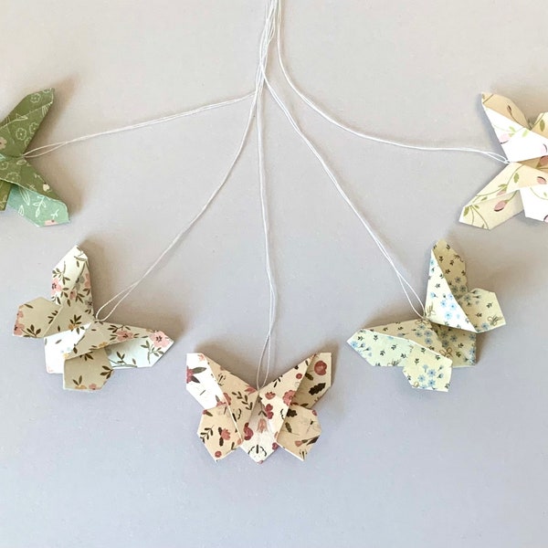 Set of 5, origami butterflies, butterfly pendants, decorative pendants, home decoration, tree decoration, party decoration, anniversary, birthday, gift idea