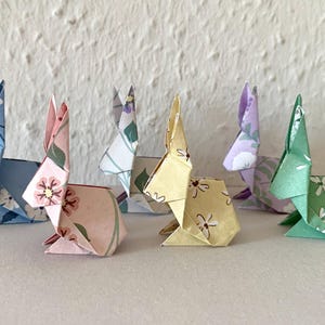 Set da 6 coniglietti origami, coniglietti di carta, 6 coniglietti pasquali, decorazioni pasquali, decorazioni da tavola, decorazioni per la casa, decorazioni primaverili, ca