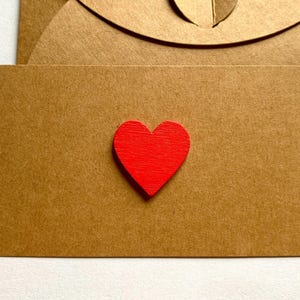 Mini biglietto a forma di cuore, biglietto personalizzato, testo desiderato, biglietto a forma di cuore in legno, biglietto a forma di cuore, anniversario, San Valentino, compleanno, biglietto regalo