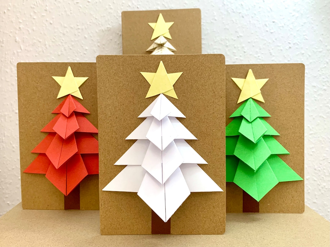 3D Origami Christmas Card, Christmas Tree Card, Christmas Tree, Winter ...