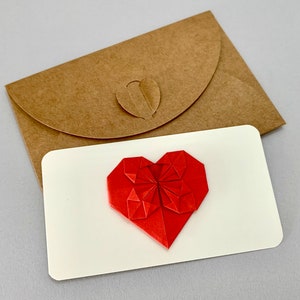 Mini biglietto origami a forma di cuore, biglietto personalizzato, biglietto piccolo, biglietto anniversario, biglietto a forma di cuore, biglietto d'amore, buono regalo, buono buono