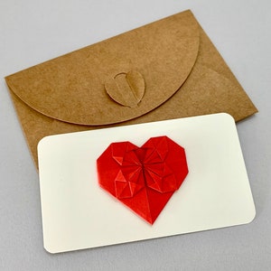 Origami Heart Mini Card, Carte personnalisée, Petite carte, Carte anniversaire, Carte cœur, Carte d’amour, Carte-cadeau, Carte de bon d’achat