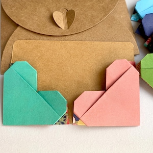 Tarjeta de regalo con 2 marcapáginas de corazón de origami, 2 marcapáginas a elegir, regalo de cumpleaños, regalo de aniversario, para amantes de los libros