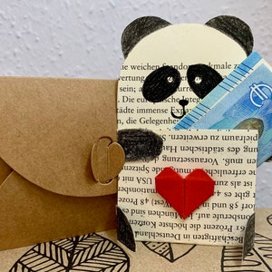 Origami Panda Mini Karte, Panda Karte, Dein Wunschtext, Grußkarte, Geschenkkarte, Geldgeschenk, Gutscheinkarte, Geburtstagskarte, Tierkarte